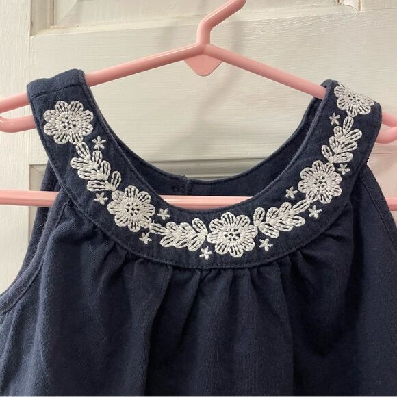 Joe Fresh Tank Tops Set of 2 Navy & Coral w/White Flowers Girl Toddler Size 4 - Picture 3 of 8